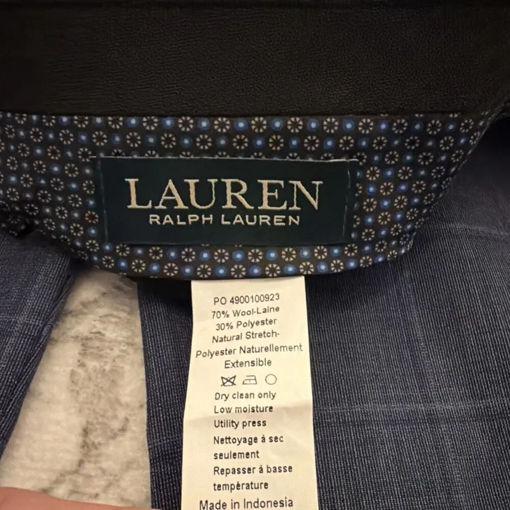 Lauren Ralph Lauren 30Wx30L Wool Blend Plaid Suit‎ Separates Men's Dress Pants